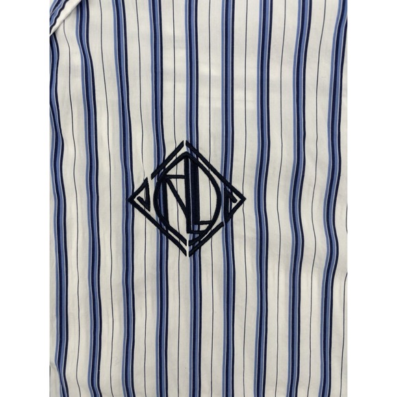 Lauren Ralph Lauren Striped Logo Cotton Broadcloth Shirt Women's Sz XL Old Money - Picture 7 of 14